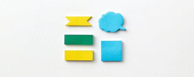 Post-Its in Form von Sprechblasen